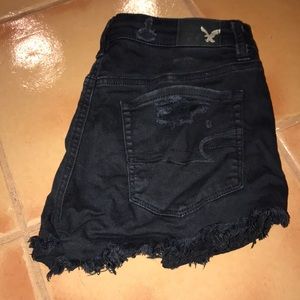 American Eagle Black Distressed Jean Shorts